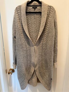 EMU Australia 100% Merino Wool Long Cardigan Small Grey Cocoon Sweater